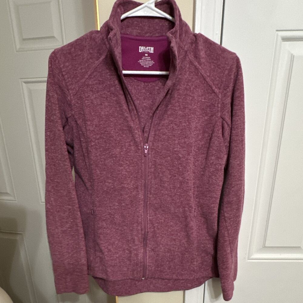 Duluth Trading Co Women's Purple Full Zip Fleece Track Jacket w/ Pockets XS